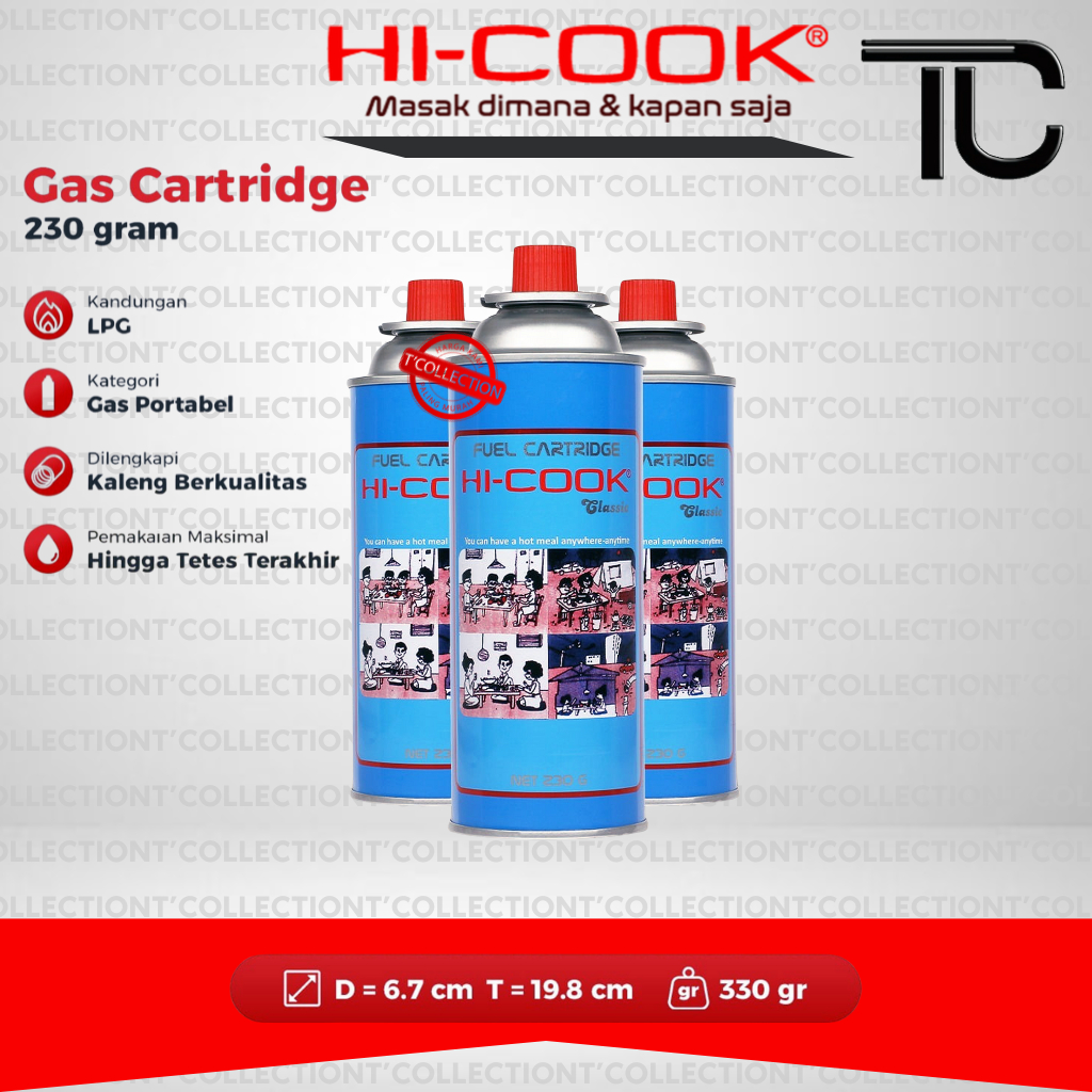 Kaleng Gas HI-COOK 230 Gram Untuk Refil Kompor Portable Grosir