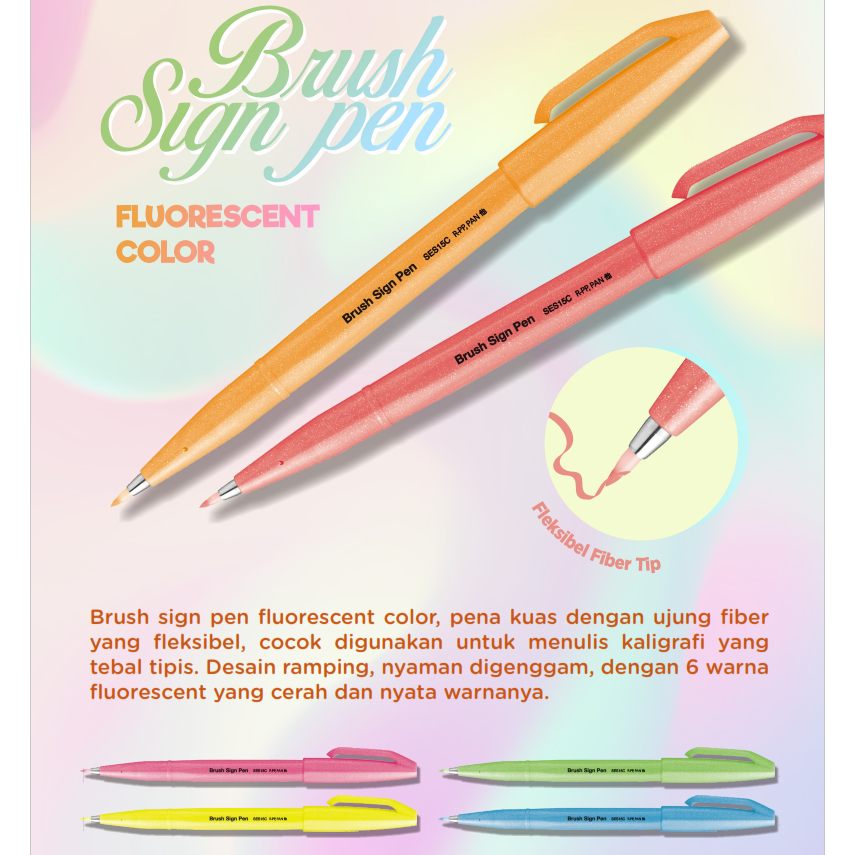 

Brush Sign Pen Pentel Fluorescent | Warna Neon Cerah untuk Highlight , Art, Kaligrafi, Journaling anti luntur