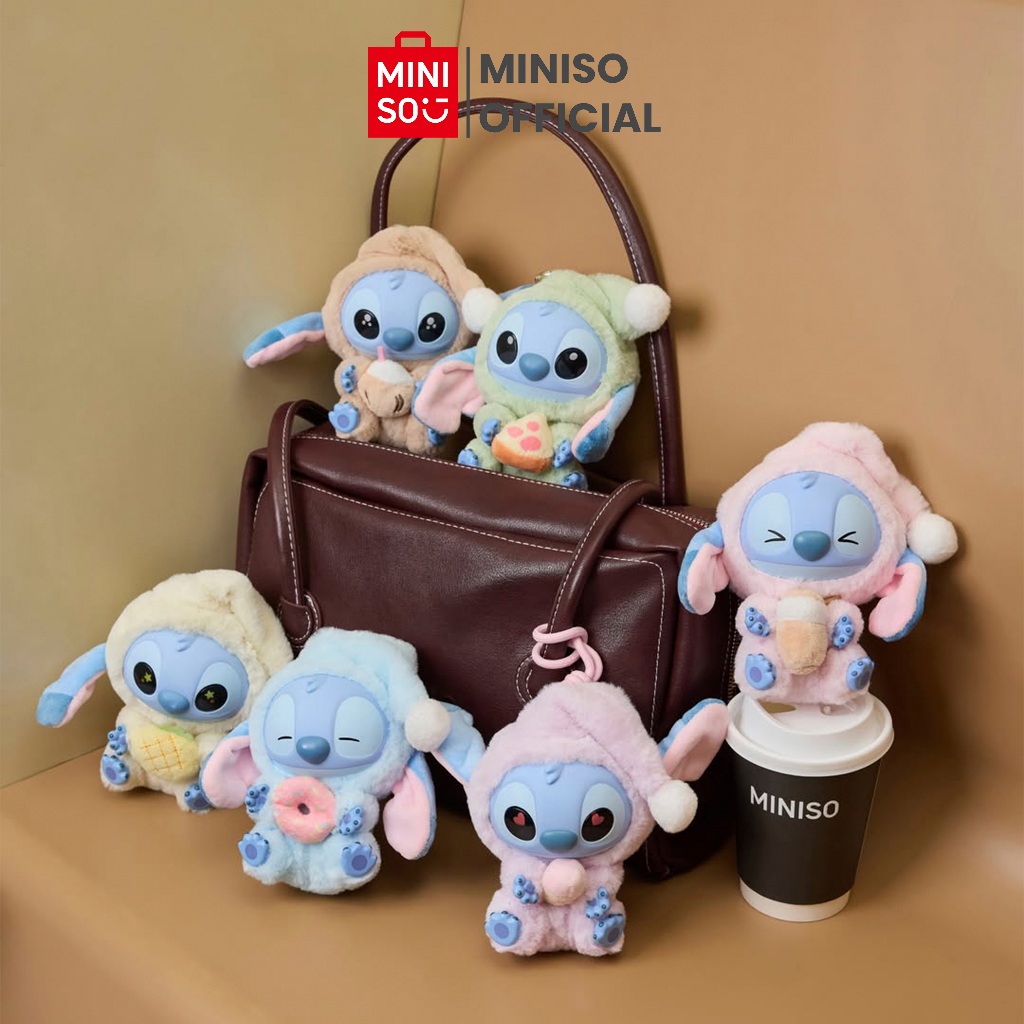 MINISO Disney Stitch Eat Something Before Sleep Collection Vinyl Plush Toy Surprise Box Boneka Gantu