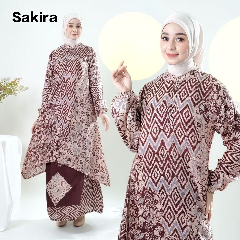 alazza~set batik dobby sutra[one set tunik batik premium busui]tunik casual/atasan wanita terlaris/s