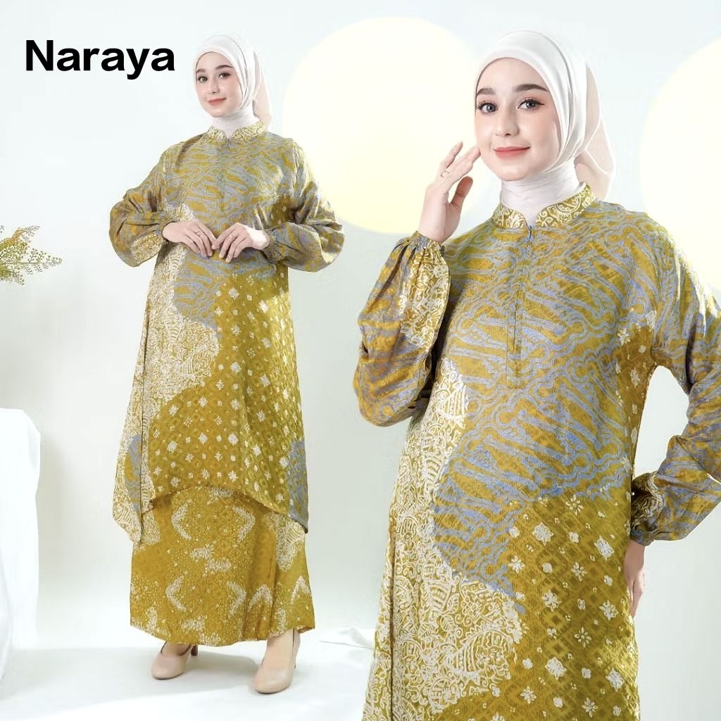 AZ-one set batik wanita kondangan[tunik batik premium formal&casual]set tunik dress melayu bahan dob