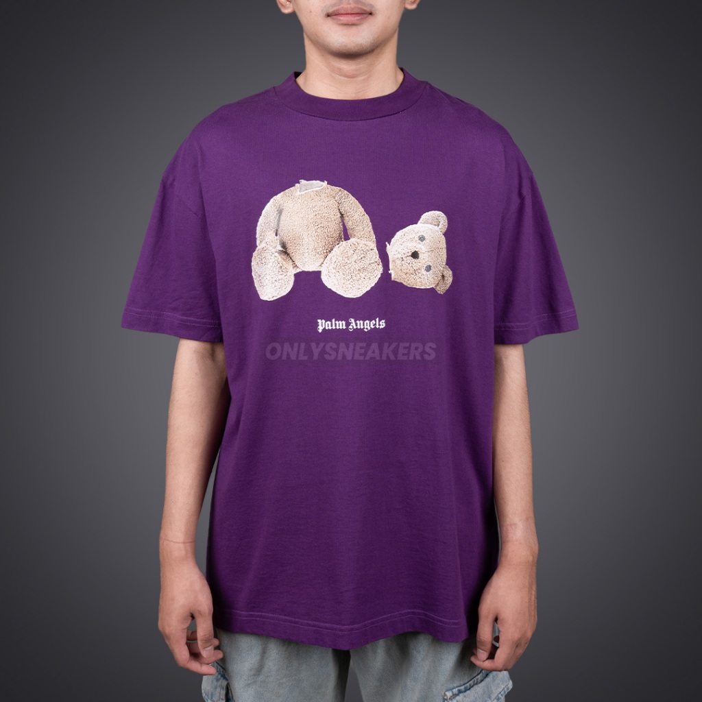 PALM ANGELS LOGO KILL THE BEAR PURPLE TEE