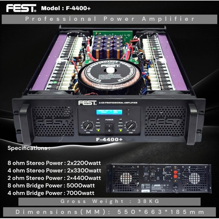Power FEST F4400+ F 4400 + F 4400+ ORIGINAL 2 x 2200 WATT CLASS GB 2CH AMPLIFIER F4400