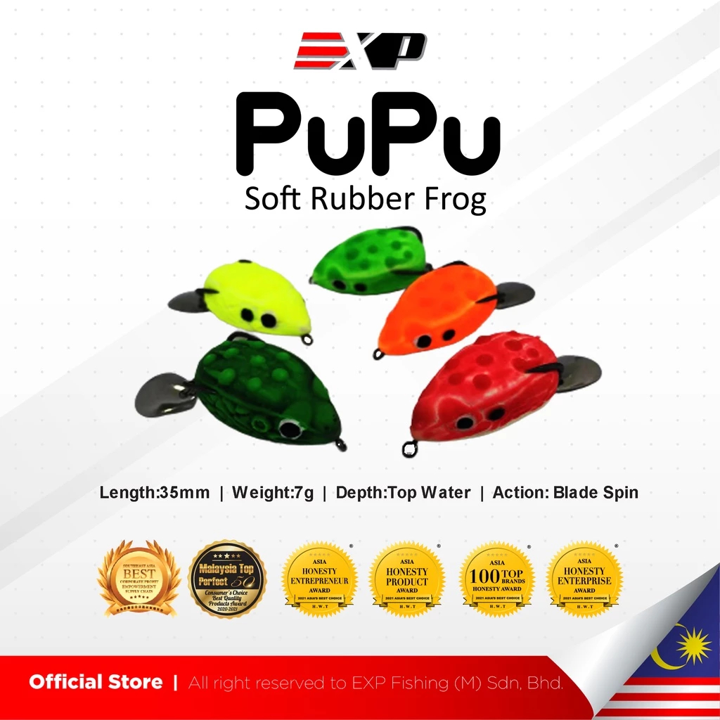 EXP Pupu Frog Soft Frog umpan casting umpan gabus kodok tiruan umpan tiruan karet asli Thailand