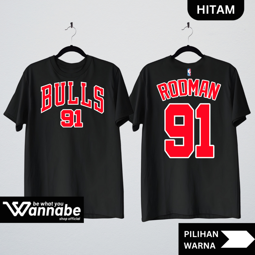 KAOS BASKET BULLS RODMAN 91 SIZE S - 7XL DEWASA JUMBO BIGSIZE BIG SIZE & KAOS ANAK KAOS PREMIUM