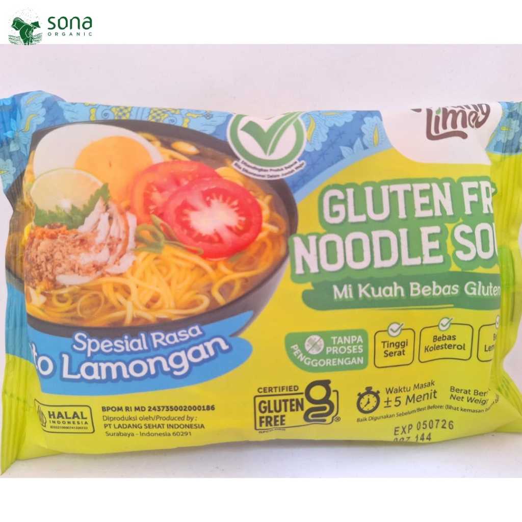 

Mie Kuah Spesial Rasa Soto Lamongan 72gr - Ladang Lima - Mie Gluten Free- Mie Kuah Bebas Gluten
