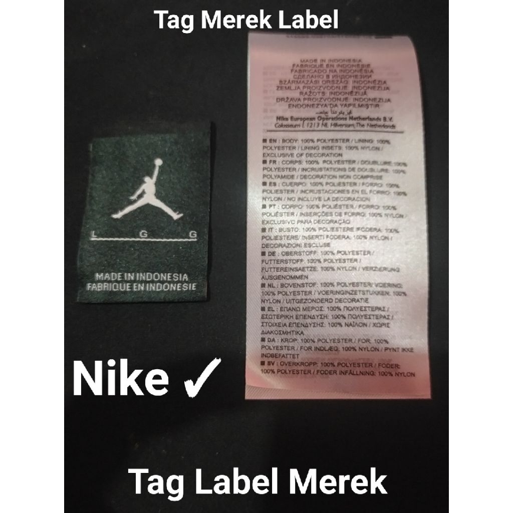 

label merek brand tag Nike ✓ (harga/set)