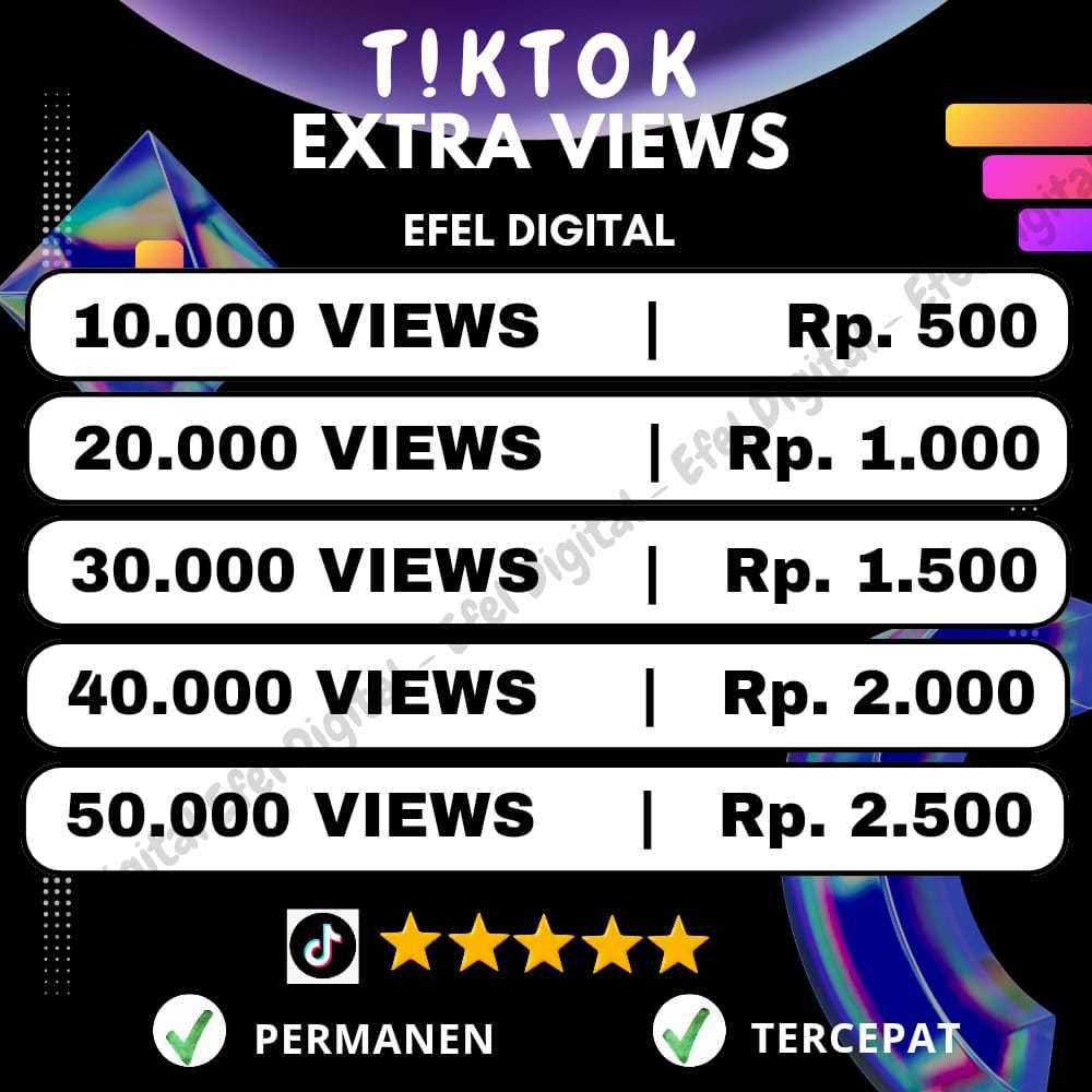 EFEL DIGITAL - Tiktok Viewers Real Permanen| Beli Tiktok Viewers Fyp Indonesia Mix Worldwide| Views 