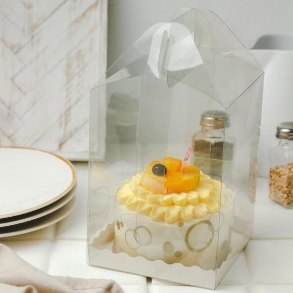 

GABLE BOX MIKA 13 - Dus mika packaging toples kue box cake mini tart kotak hampers tenteng 13x13x12 13x13x18 cm