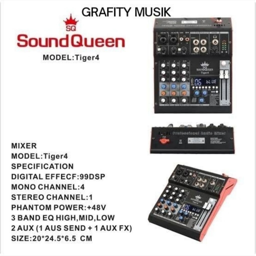 Mixer Mixing Soundqueen TIGER 4 Channel Tiger4 USB Soundcard ORIGINAL