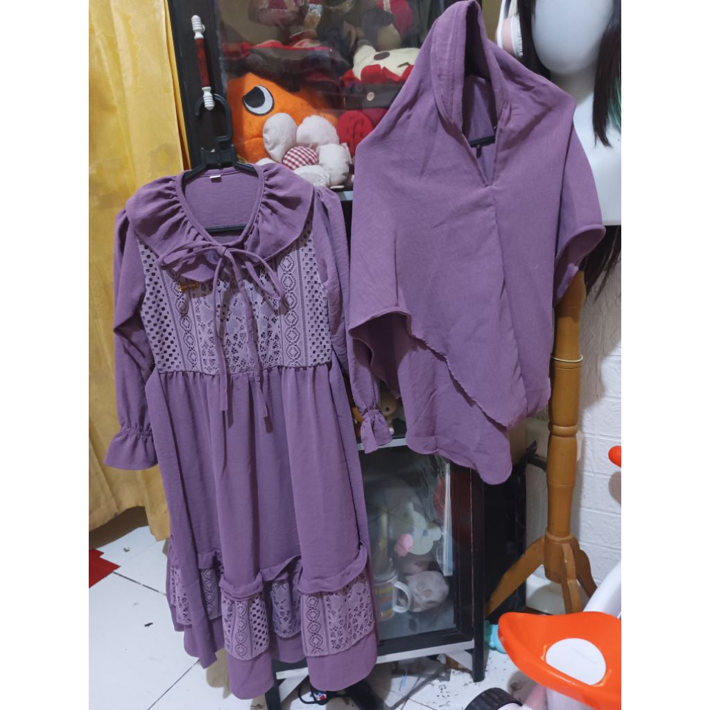 PRELOVED COUPLE SET IBU DAN ANAK baju gamis ibu anak usia 3-4 tahun