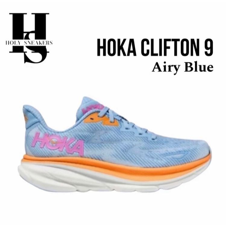 Sepatu Hoka Clifton 9 Running Shoes - Airy Blue