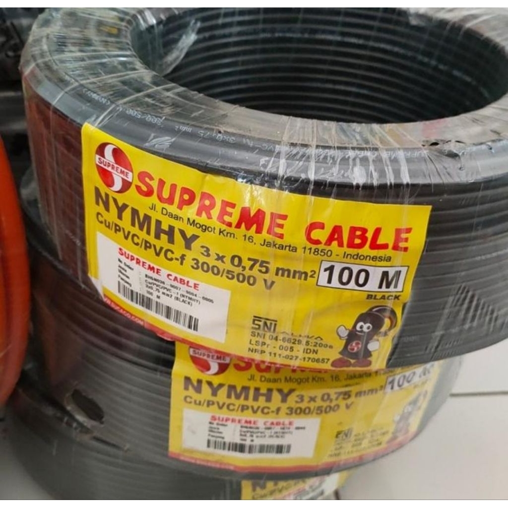 Kabel Serabut Supreme NYYHY 3 x 0.75 mm / Kabel NYYHY 3x0.75mm Supreme 100 meter