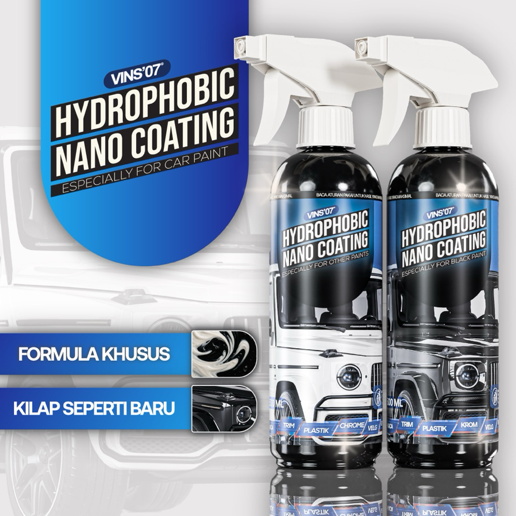 HYDROPHOBIC NANO COATING | VINS 07 | PENGKILAP MOBIL DAN MOTOR SERBAGUNA DENGAN NANO COATING EFEK HI