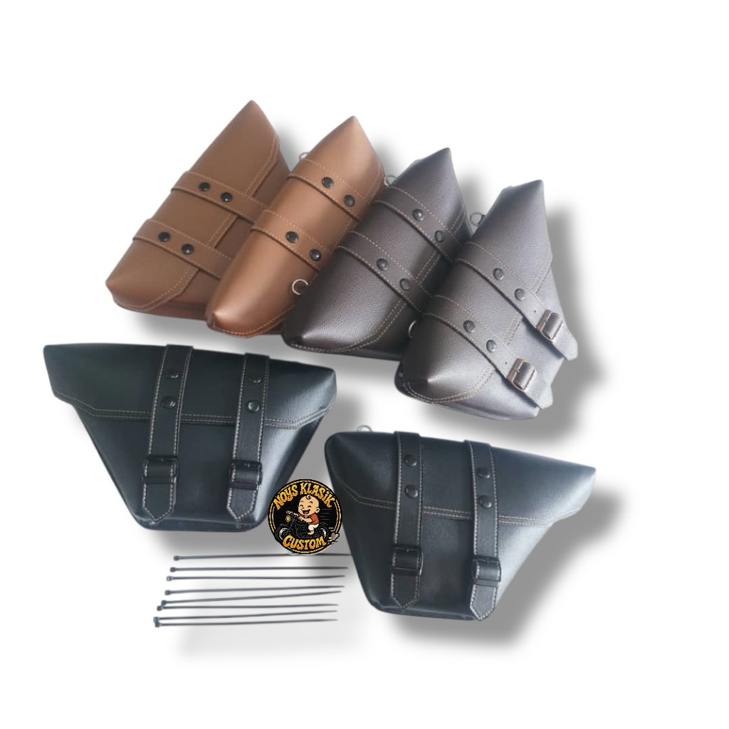 Tas samping side bag motor sidebag japstyle chopper bobber custom cover bok aki kulit ransel touring