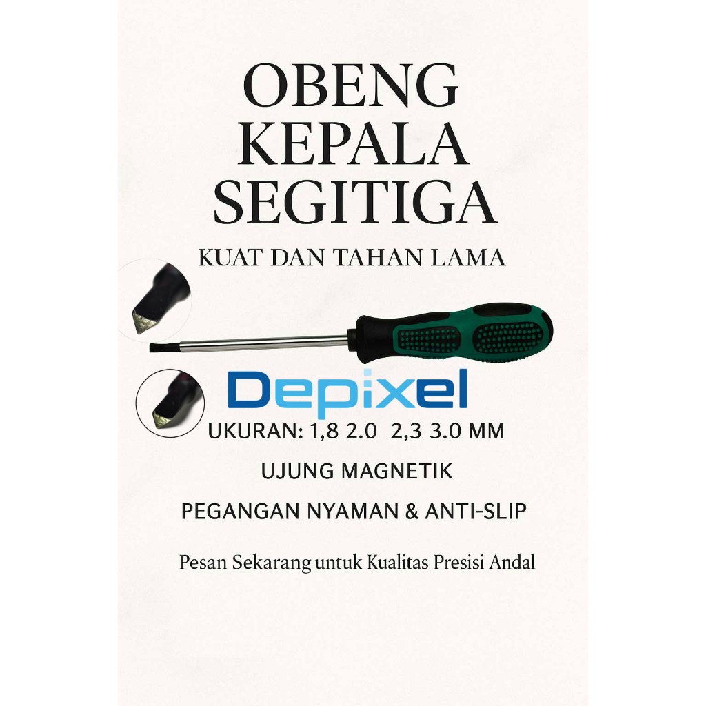 Obeng Kepala Segitiga 2.3mm Magnetik Triangle 1.8 2.0 2.3 3.0 Presisi Kuat Tahan Lama