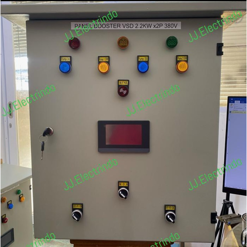 Panel Booster Pump VSD 2,2Kw x2p 380V C/w HMI 4.3" Inch, Booster Pump Paralel Alternate , Panel Boos