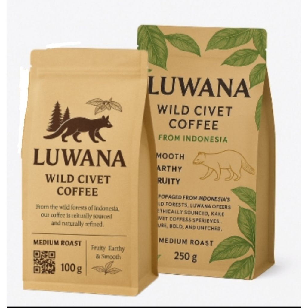 

LUWANA Wild Civet Coffee - 100 Beans / 100g Beans / Ground | Kopi Luwak Gayo Premium