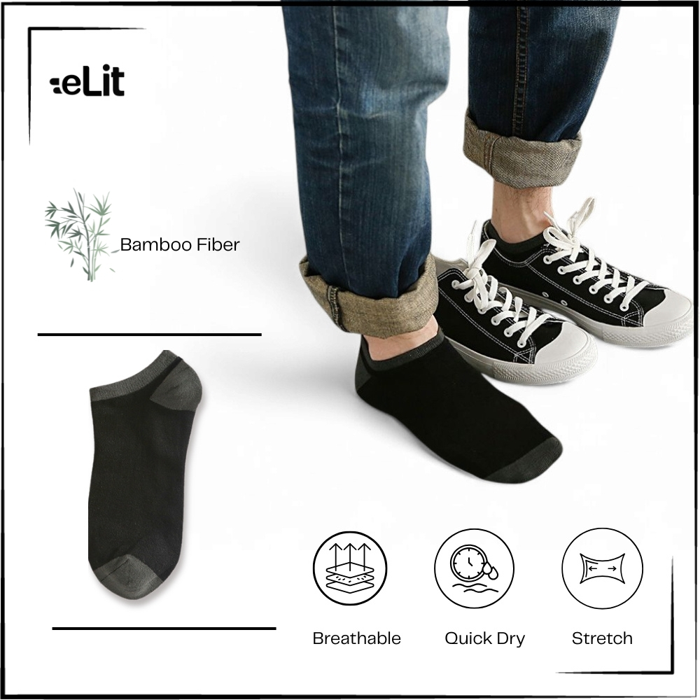 Kaos Kaki Pendek Casual Pria Engkel Anti Bakteri Anti Bau Bamboo Fiber
