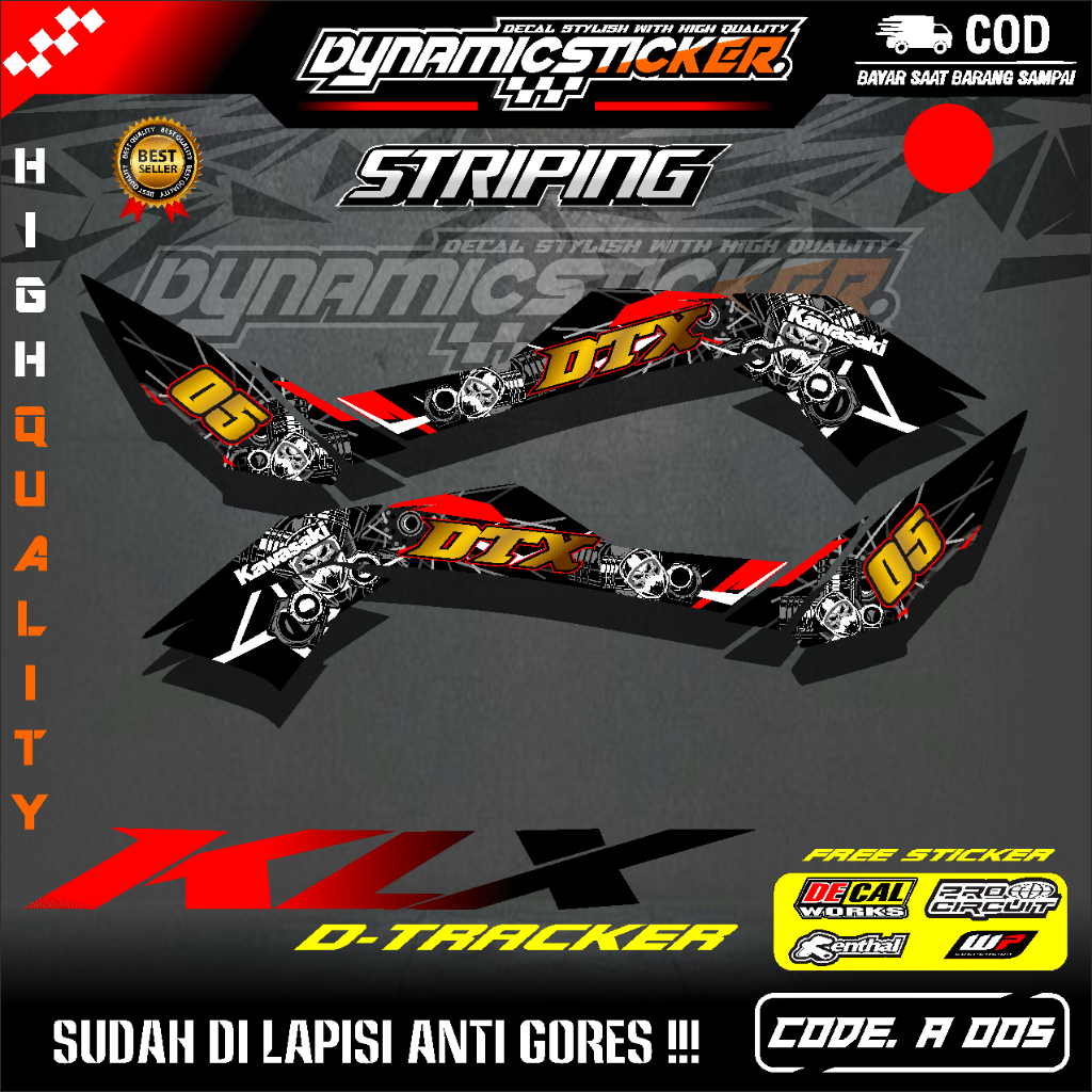 (COD) STICKER MOTOR KEREN STRIPING KAWASAKI DTRACKER150 SE Variasi Original-Sticker Variasi Kawasaki