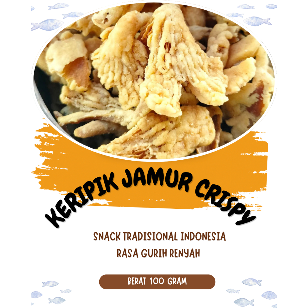 

Keripik Jamur Crispy Rasa Gurih Renyah - Kripik Jamur Tiram Kriuk Siap Makan 100 Gram