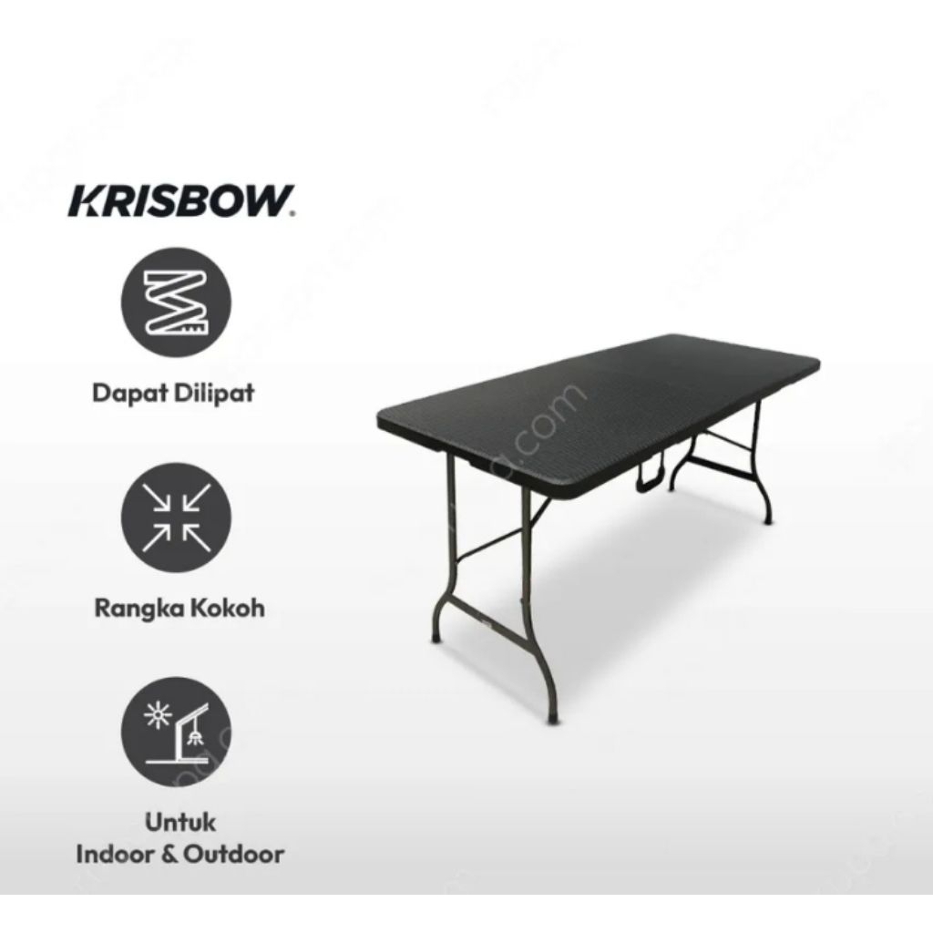 krisbow meja lipat rotan 152 cm hitam