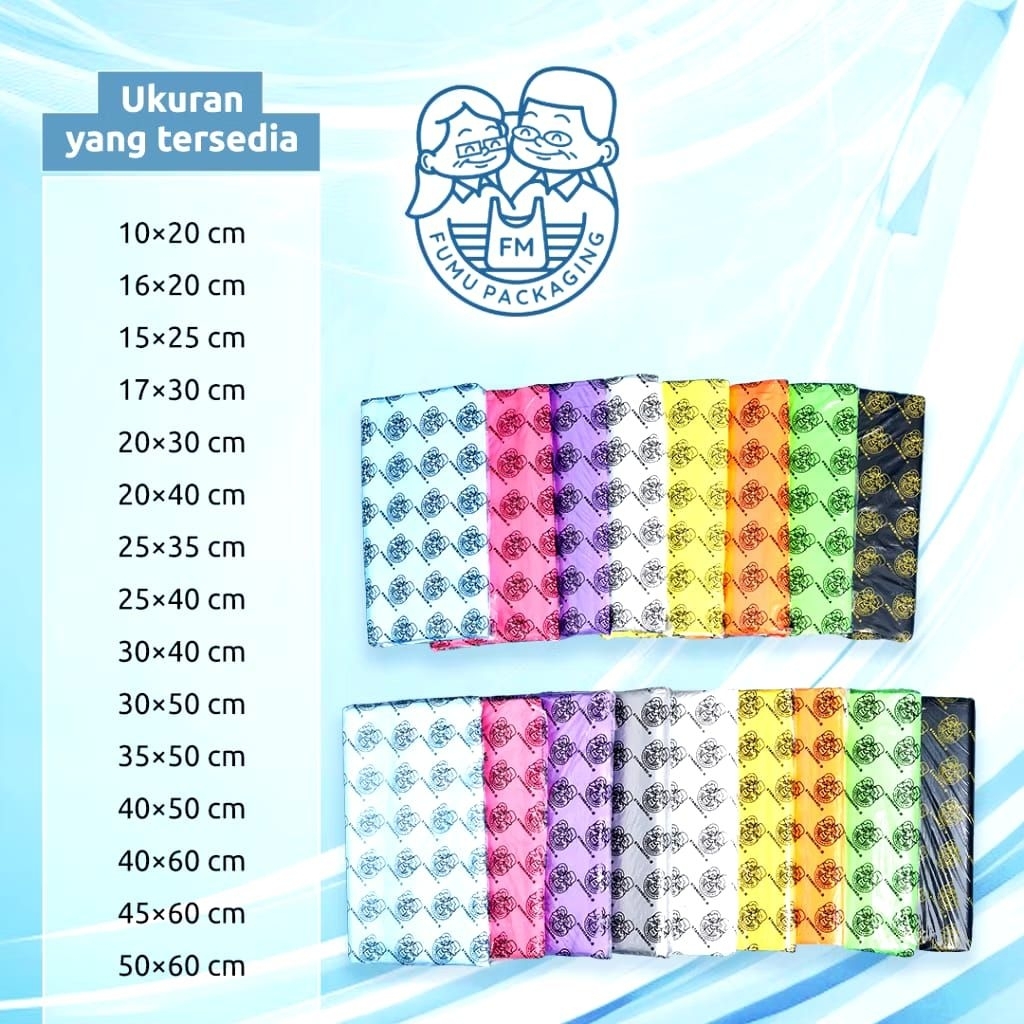

BUKAN PACKAGING TAMBAHAN - isi 100 pcs - Plastik Polymailer merk FUMU dilengkapi dengan lem perekat