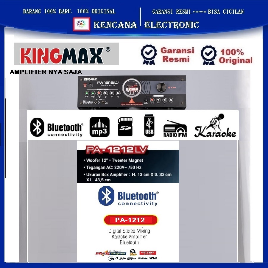 KingMax PA-1212 AMPLIFIER -USB - FM Radio - Karaoke-Bluetooth