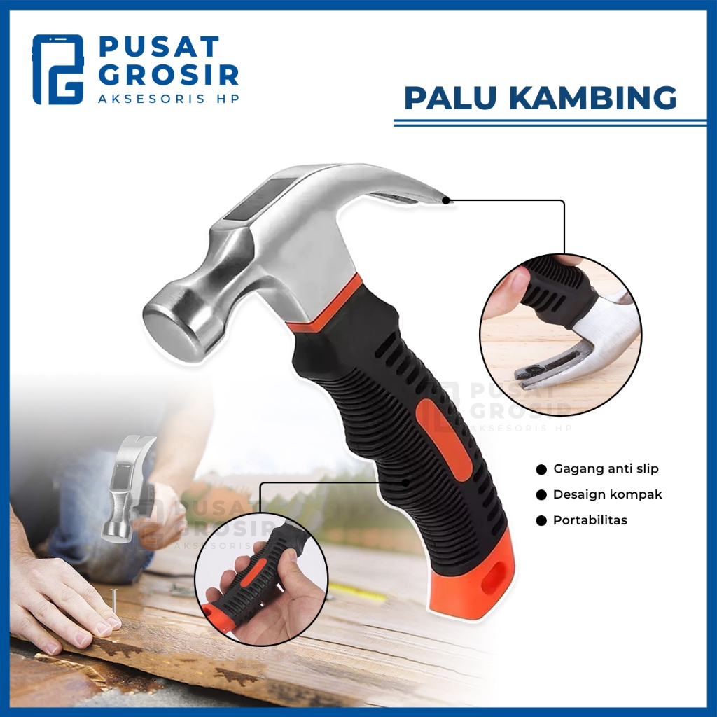 Palu Kambing Mini Gagang Fiber portable alat perkakas pixel tool claw hammer