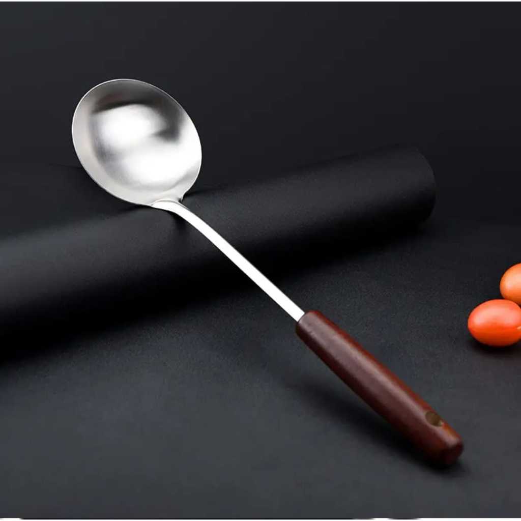 SOUP LADLE STAINLESS / SOUP LADLE  / SUTIL / SODET STAINLESS  DGN PEGANGAN KAYU