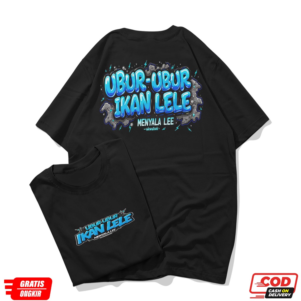 Kaos Hitam Elegan Ubur-Ubur Ikan Lele Menyala LEE