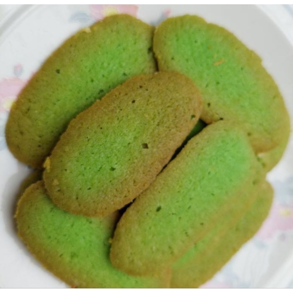 

kue kering cookies lidah kucing pandan homemade - toples 500 gram