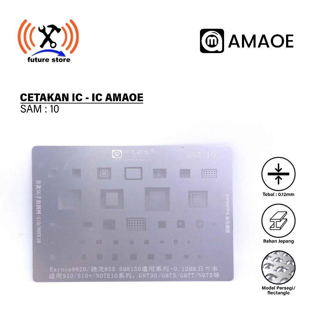 AMAOE CETAKAN IC SAM:10 Exynos 9820/SNAPDRAGON 855 SM8150 S10/S10+/NOTE10/G9730/G977/N9795 QUALCOMM 