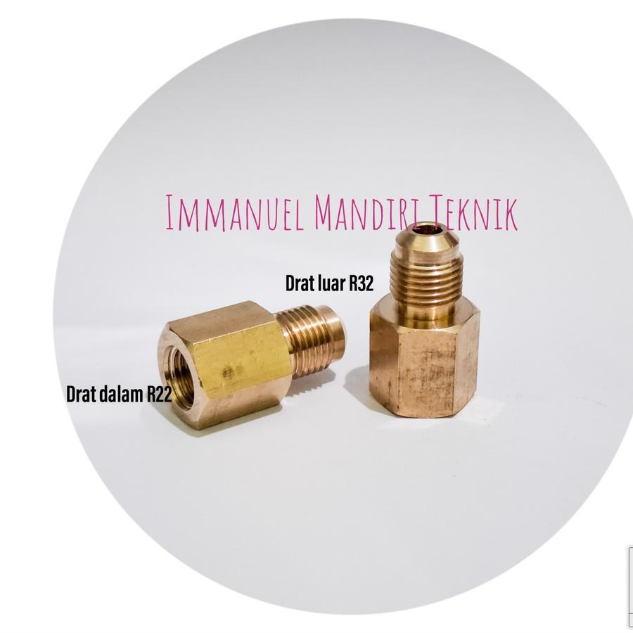 Konektor selang manifold ac R32 male to R22 female / Nepel Manifold R32 R22