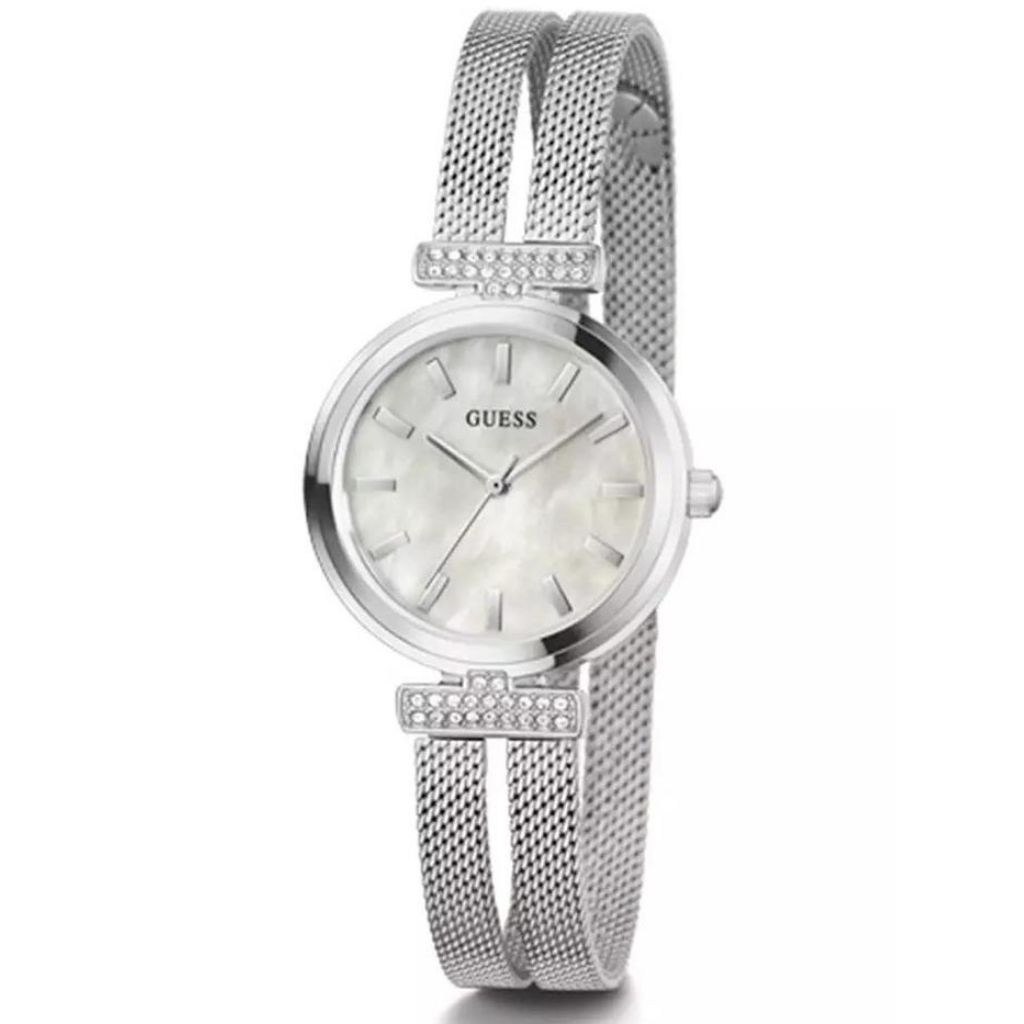 GUESS GW0471L1 Original ARRAY Jam Tangan Wanita Analog Silver Mesh