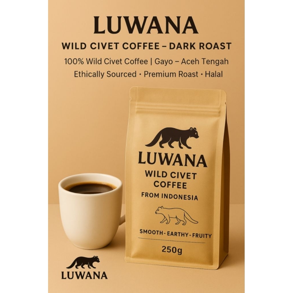 

LUWANA Wild Civet Coffee - 250g Beans / Ground | Kopi Luwak Liar Gayo