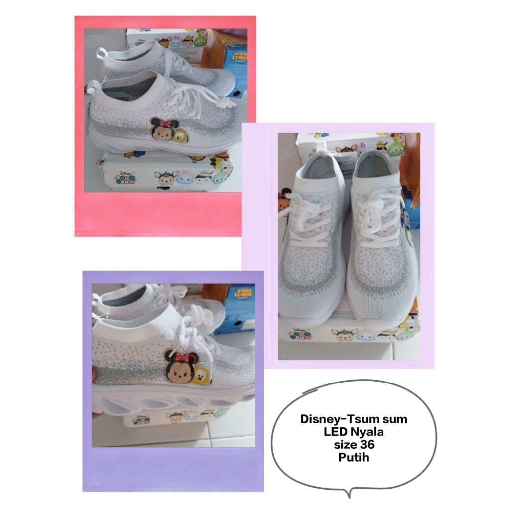 Sepatu Kids, Disney -Tsum Sum, size 23, 25 & 36 LED nyala, original