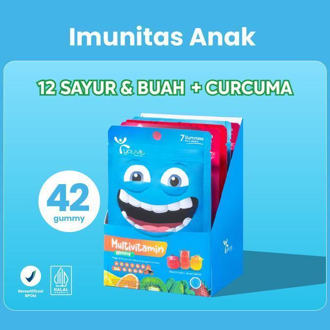 Youvit Multivitamin Anak Box 6 Sachet dengan Vit.C, D, Zink, Sayur & Buah