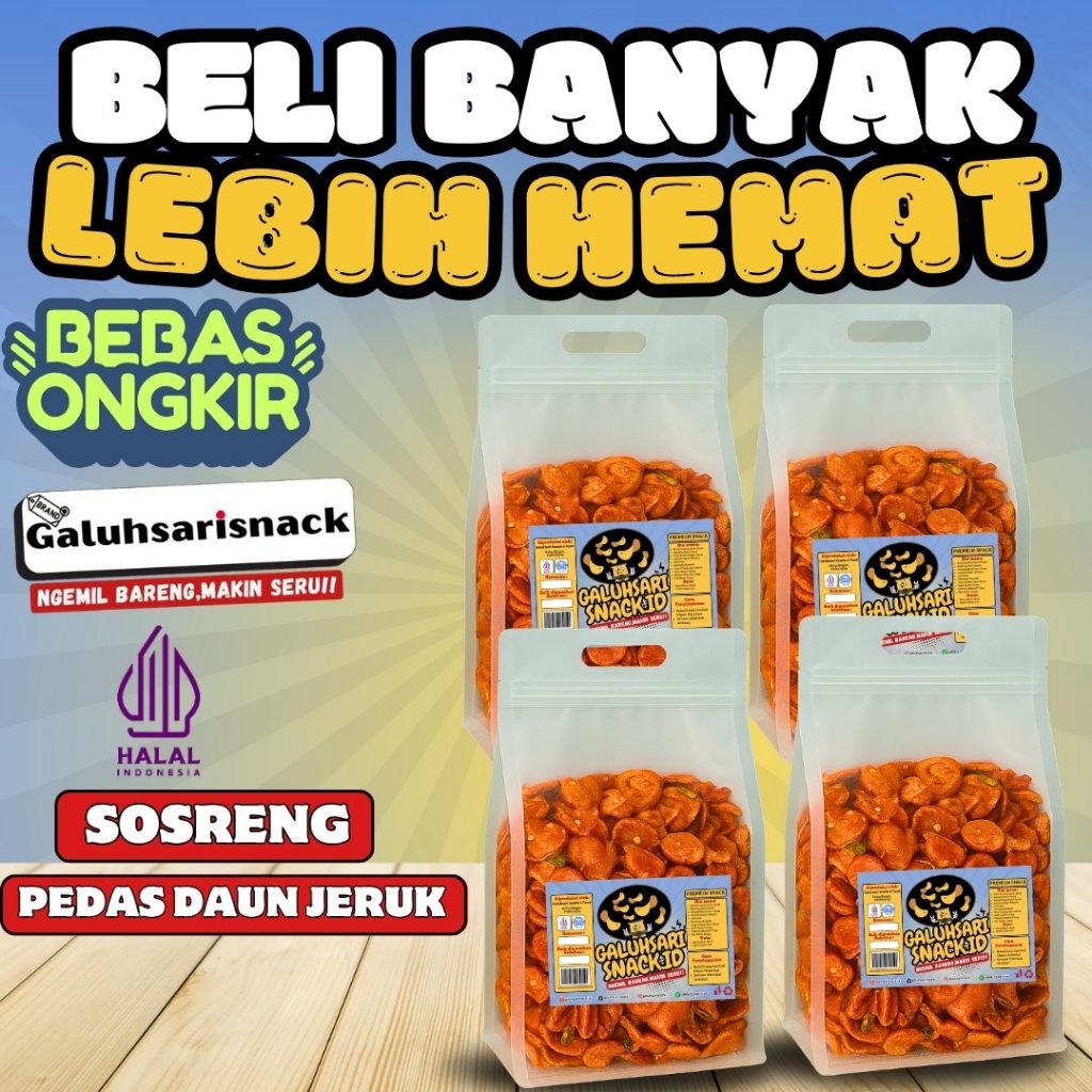 

PAKET HEMAT - Sosreng Pedas Daun Jeruk Bumbu Melimpah Spesial Cemilan Pedas Murah Gratis Ongkir