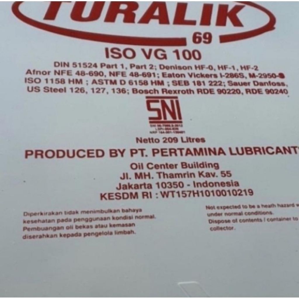 OLI PERTAMINA TURALIK 69 ISO VG100