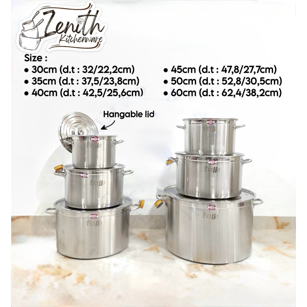 STOCKPOT STAINLESS STEEL ORIGINAL PICASSO/ DANDANG STAINLESS/ PANCI KUPING DUA