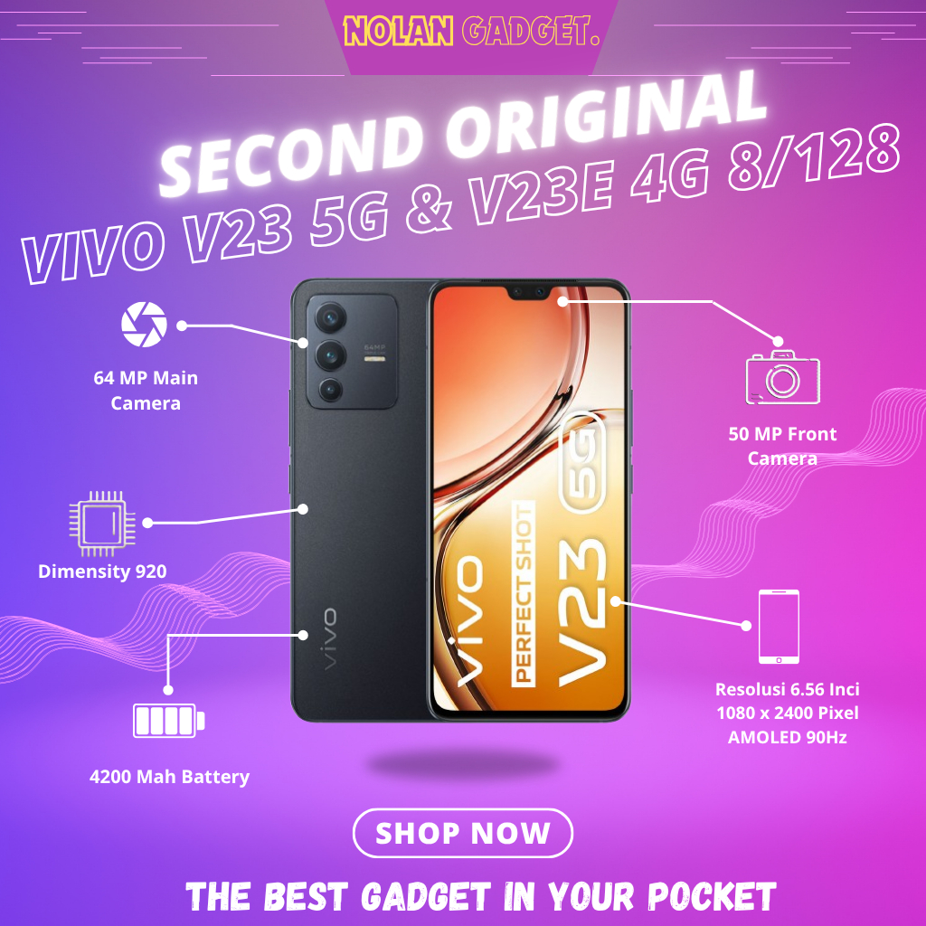 VIVO V23 5G & V23e 4G RAM • 8/128 GB • RESMI INDONESIA FULLSET SECOND NOLAN GADGET