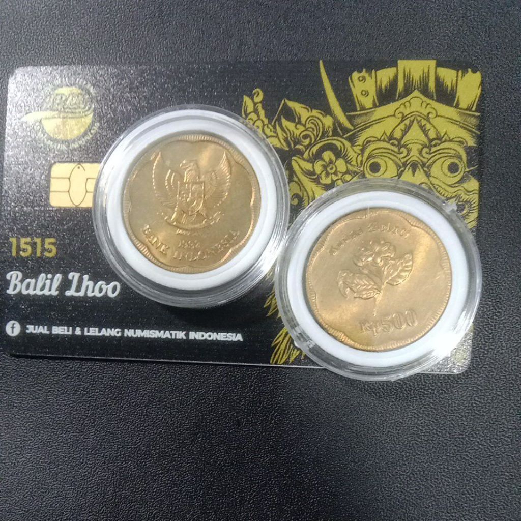 500 rupiah melati besar tahun 1992 plus kapsul pelindung koin#kondisi koin#GRESS