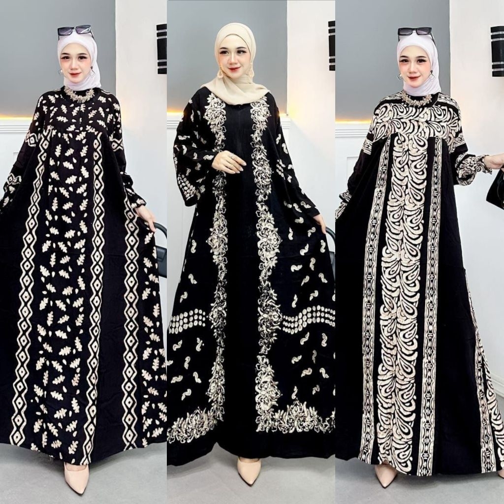 GAMIS JUMBO HITAM PUTIH MONOKROM/GAMIS BATIK/GAMIS HITAM PUTIH