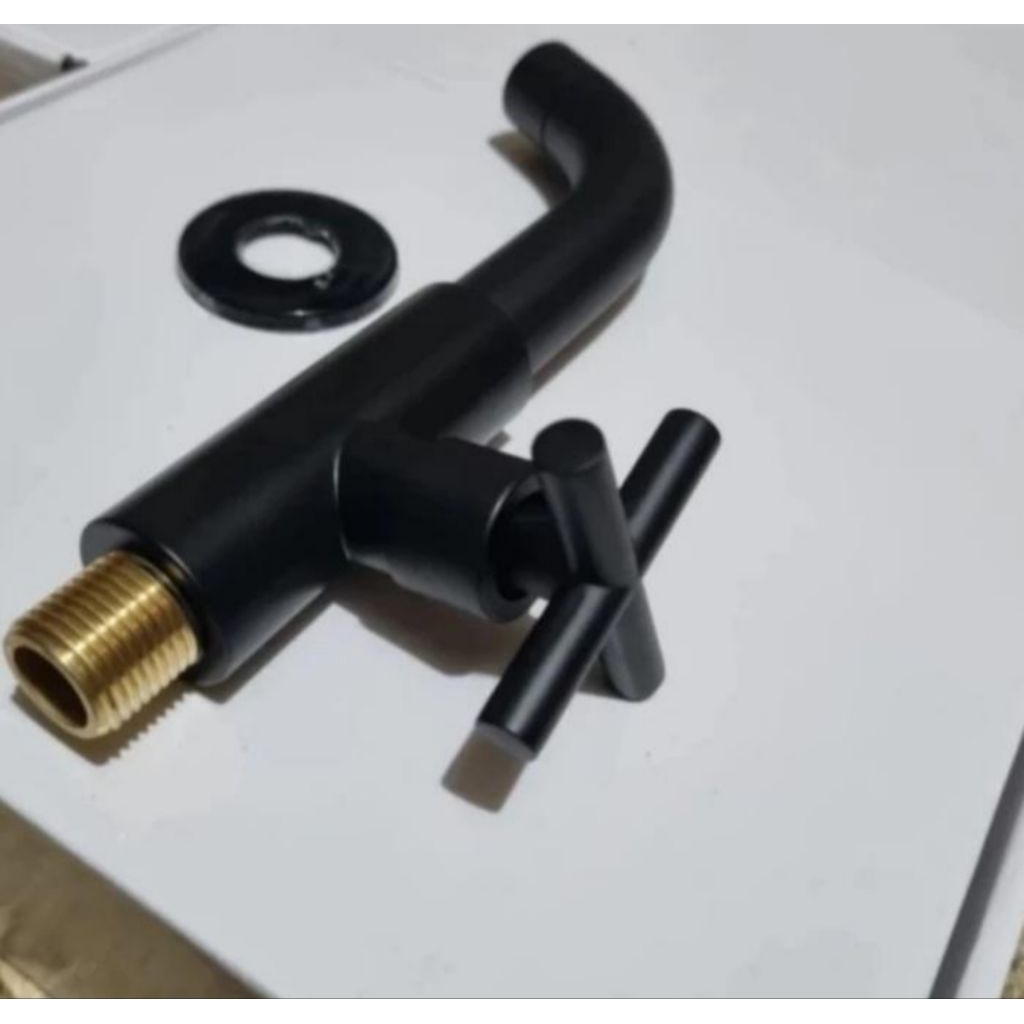 Spoud Kran Dinding Black Kran Wastafel Dinding Stainless SUS 304