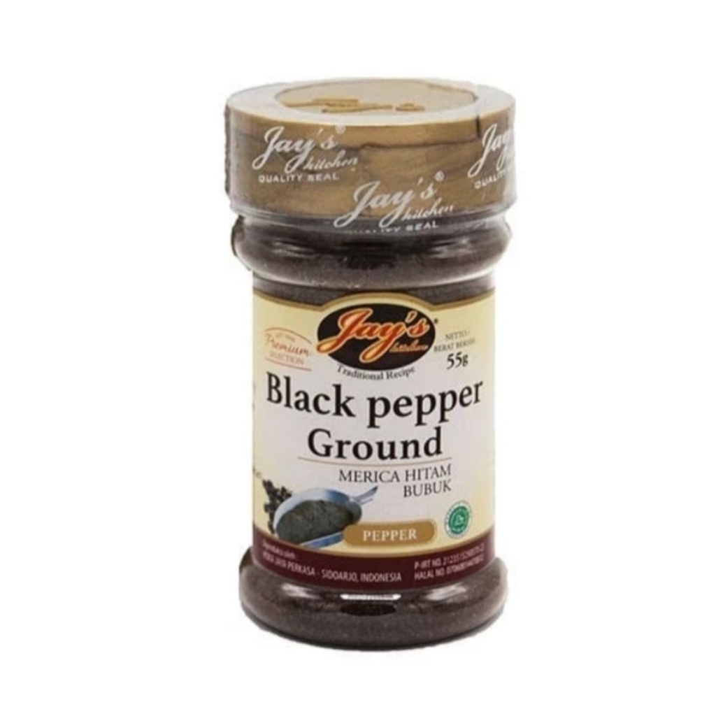 

Jays Black Pepper Ground / Lada Hitam Bubuk / Merica Hitam 55 gram
