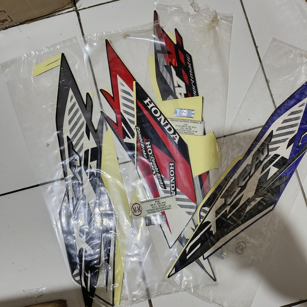 Plat Striping Honda Beat CBS 2022 merah,biru,hitam