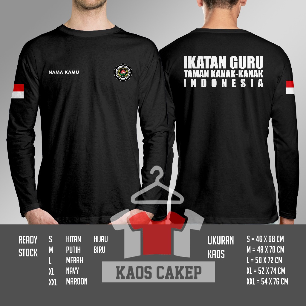 Kaos IGTKI Ikatan Guru Taman Kanak-Kanak Indonesia Gratis Nama Kamu Lengan Panjang Baju Distro