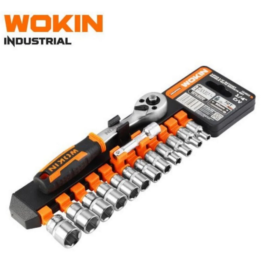 Wokin 14Pcs 1/4 Inch Drive Ratchet Handle With Socket Set