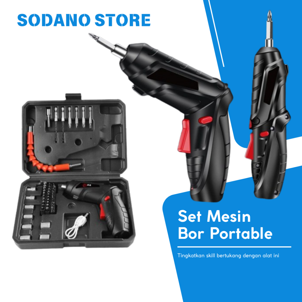 Mesin Bor Mini Set 45 Cordless Screwdriver 4.2V Mesin Bor Obeng Baterai Electric Obeng Mesin Bor Bat